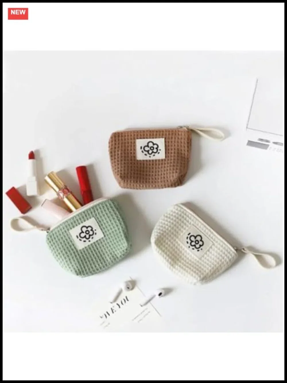 Adorable Cotton Travel Cosmetic Pouch Makeup Bag Organizer for Women and Girls